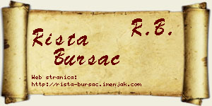 Rista Bursać vizit kartica